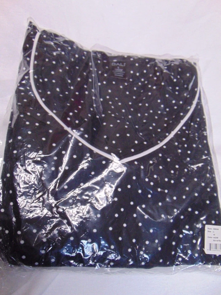 Bali Womens Top & Pants Knit Pajama Set black polka dots Ret$36 soft 1x - Image 1 of 1