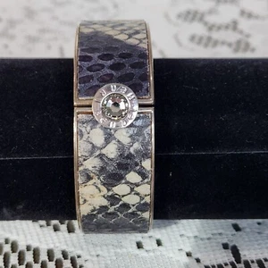 Henri Bendal Cuff Bracelet Snakeskin Print Rhinestone - Picture 1 of 2