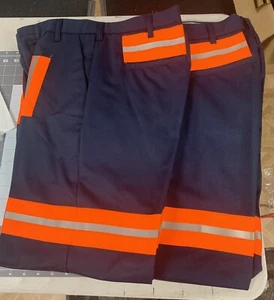 NEW 2 Men's Work Pants Enhanced Visibility by Aramark, Size: 30x30,NAVY BLUE. - Picture 1 of 5