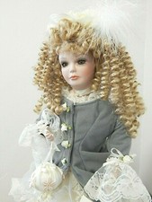 Victorian Style Treasured Heirloom/Kais 20" Porcelain Doll in Grey and Ivory