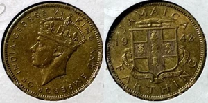 Jamaica 1942 1 Farthing - George VI KM-30 Nickel brass aUNC #113 - US Seller - Picture 1 of 1
