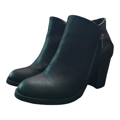 Rampage женщин лодыжки молнии каблука ботинки ботинок из черной кожи размер 6,5 М - Изображение 1 из 4