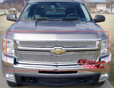 Fits 07-10 Chevy Silverado 3500/2500 Upper Stainless Chrome Mesh Grille Insert - Image 1 of 3