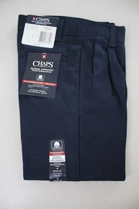 CHAPS Boys Playground Tough Pleated Front Navy Blue Pants Trousers size 4 New - Picture 1 of 2