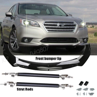 For Subaru Legacy 2010-2022 Gloss Front Bumper Lip Spoiler Splitter + Strut Rods Foto 1 de 4