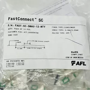 BOLSA DE 12 CONECTORES MONOMODO AFL CONNECT RÁPIDO-SC-SMAU 0,9 MM/0,25 MM - Imagen 1 de 5
