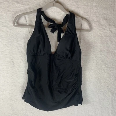 Traje de baño Tankini halter cintura fruncida elástica negra para mujer TOMMY HILFIGER XS Foto 1 de 4