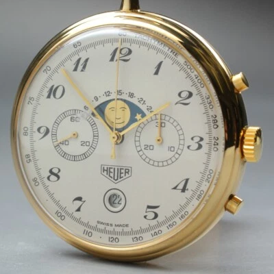 ▶[N MINT] Antique Heuer Chronograph Moon Phase Cal. 7734 44mm Pocket Watch T743 - Image 1 of 4