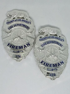 Set of 2 - Emergency TV Series Replica Prop Badge John Gage 330 & Roy DeSoto 174 - Picture 1 of 4