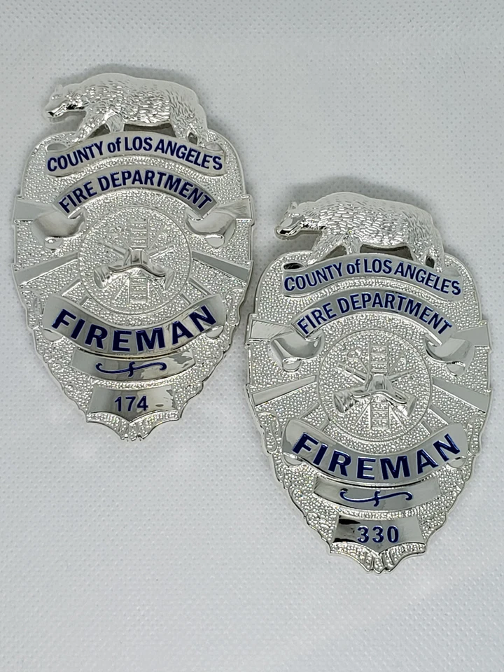 Set of 2 - Emergency TV Series Replica Prop Badge John Gage 330 & Roy DeSoto 174 - Image 1 of 4