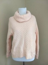 Vtg Jeanne Pierre Turtleneck Sweater Lambswool/Angora Pale Pink Size L