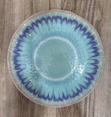 Bandeja grande redonda martillada 222 Fifth Melamine 14” “SEA SPLASH” Foto 1 de 3