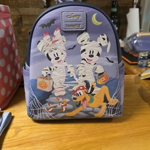 Neu mit Etikett Disney Loungefly Mickey & Minnie Mumie Halloween Pluto Mini Rucksack - Bild 1 von 3
