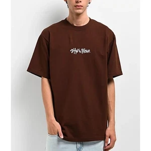 Shaka Wear Embroidered Logo Brown Heavyweight T-Shirt Size Large - Picture 1 of 6