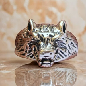 Anillo de plata alemán cabeza de lobo audaz hecho a mano joyería llamativa para hombres y mujeres - Imagen 1 de 5