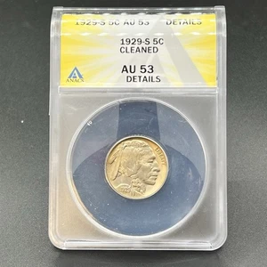 S Buffalo Nickel 1929 - ANACS AU53 detalles 11DA25 - Imagen 1 de 4