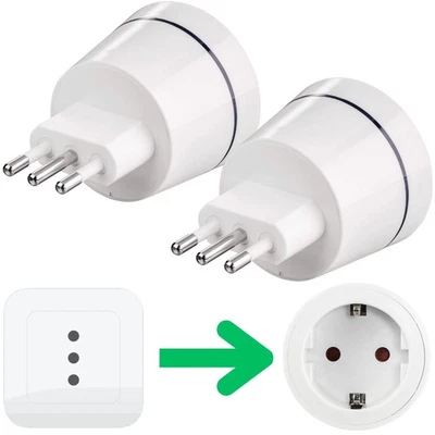 2x Hama Reise-Stecker Strom-Adapter Deutschland Euro > Kuba Syrien Chile Uruguay - Bild 1 von 4