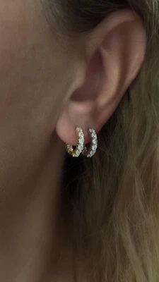 Diamond Hoop Earrings Round 1.8 Carat E-F VS1 Lab Created 14k Rose Gold - Image 1 of 4