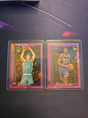 2025 Topps VJ Edcombe and Kon Knueppel Pink Holo Refractor Rookie Card SSP - Image 1 of 2
