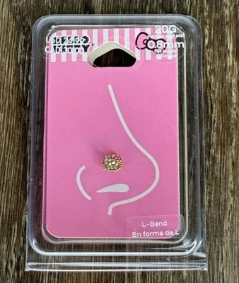 Anillo nariz Hello Kitty oro peadrones forma L 20G Foto 1 de 2