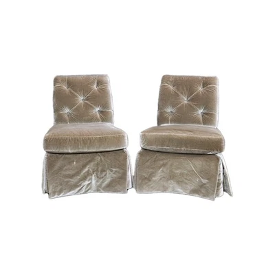 Par de Muebles de Panadero Zapatilla Silla Sillón Alta Gama Terciopelo Tapizado Foto 1 de 4