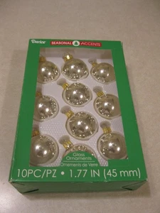 Darice Seasonal Accents 10 Small Round Silver Plain Glass Ornaments 1.77 IN  NIB - Picture 1 of 6