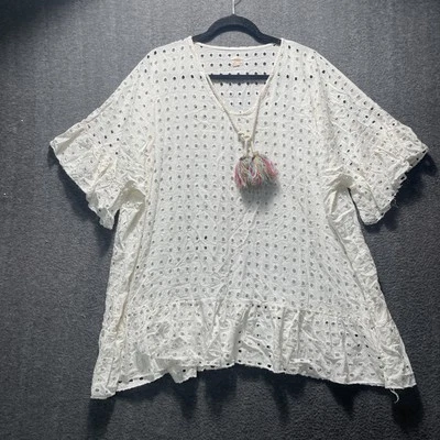 Vestido Boho Surf Gitano Mujeres Natación Cubrir Pequeño Marfil Pompones Playa Piscina Rayón Foto 1 de 4