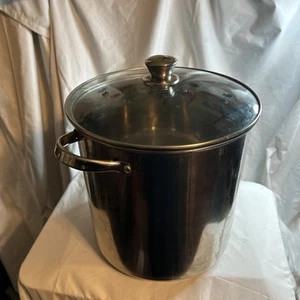 Edelstahl 12 Quart Suppentopf mit Glasdeckel Kochgeschirr Induktionsgeeignet Küche - Bild 1 von 2