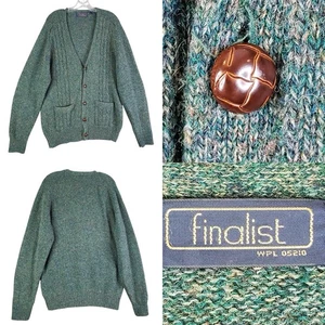 Finalist Strickjacke Damen Gr. Large L Shetland Wolle grün Strick Knopfleiste - Bild 1 von 9