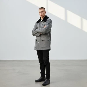 Members Only By Acme Montreal Gray Wool Jacket Black Velvet Collar Men’s READ!!! - Picture 1 of 10