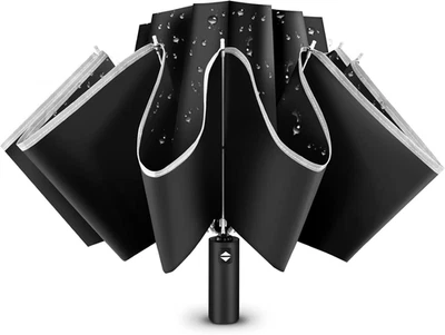 Ombrello Pieghevole Grande, Ombrelli Inverso Da 105 Cm Con Strisce Riflettenti 1 - Immagine 1 di 4