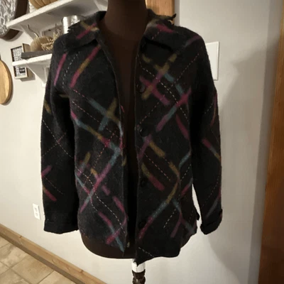 Talbots шерсти кардиган свитер женщин маленький маленький серый абстрактный цветной геометрический - Изображение 1 из 4