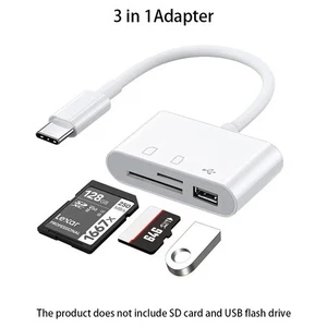 Adaptador 3 en 1 Tipo C OTG USB2.0 TF SD Lector de Tarjetas de Memoria para Samsung Xiaomi,MAC - Imagen 1 de 5
