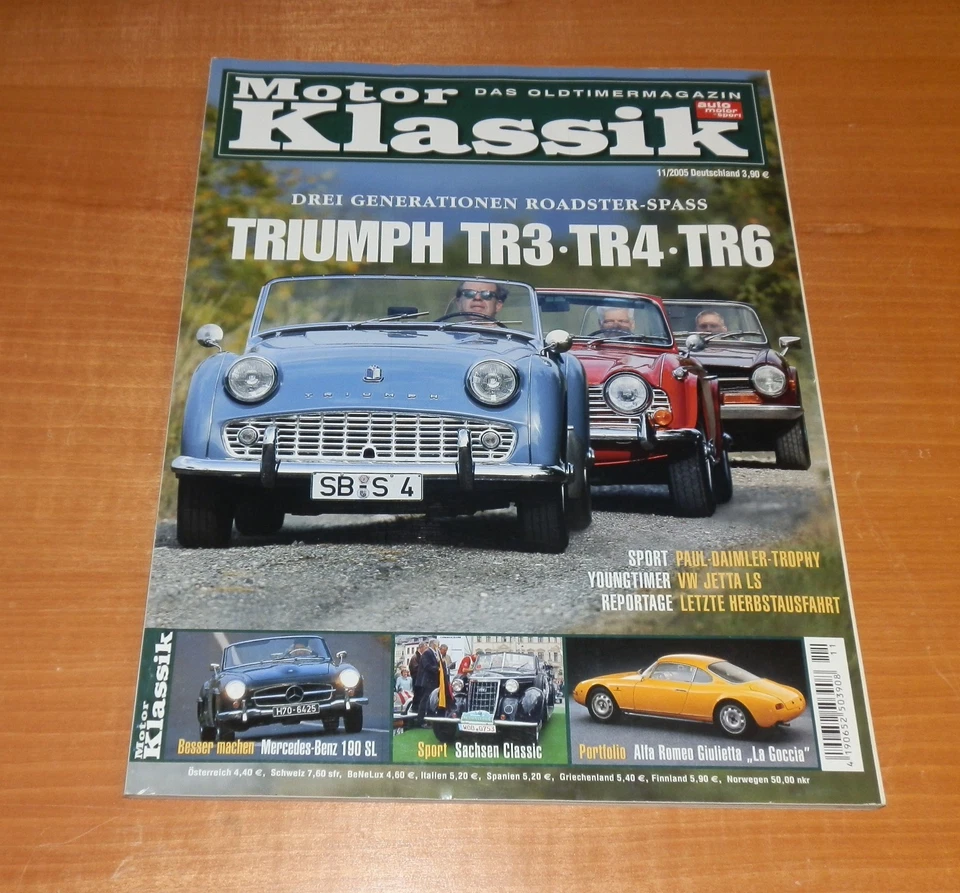 Motor Klassik 11/2005, Triumph TR 3, TR 4, TR 6, VW Jetta LS, Mercedes 190 SL - Bild 1 von 1