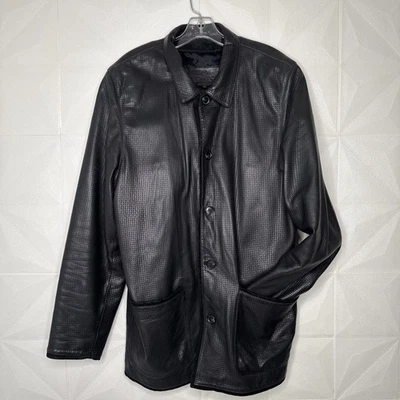 BUGATCHI Jacket , Bugatchi Trench Lambskin Leather Moto Racer Jacket 5Pockets L. - Image 1 of 4