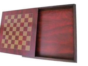 Holz Schach Schachbrett Vintage 14!/4 x 14 1/4 x 2 Zoll Holz Spiel Aufbewahrungsbox - Bild 1 von 3