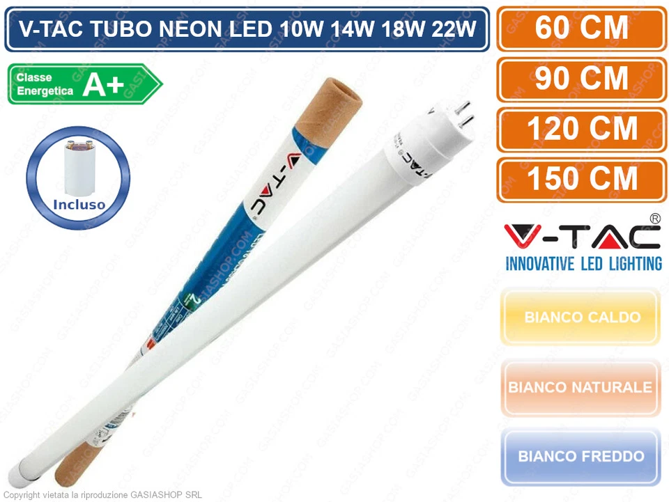 Tubo led T8 V-tac G13 18W 6400K 120cm - 216264
