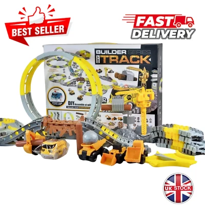 Juego de modelos de sitio de construcción de camiones JCB de radiocontrol tren bloques de vía mármol funcionamiento Foto 1 de 4