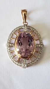 14K Roségold Anhänger mit Amethyst und Diamanten - Bild 1 von 6