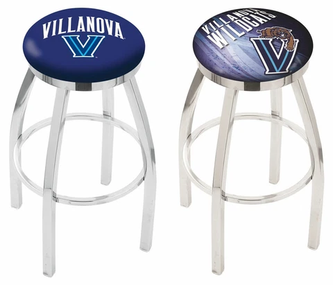 NCAA-L8C2C-Chrome Villanova Swivel Bar Stool w/ Accent Ring Cover