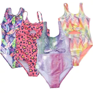 Girls Swimming Costumes One Piece Swimsuit Kids Swimwear Beach Age 7-14 Years - Picture 1 of 16