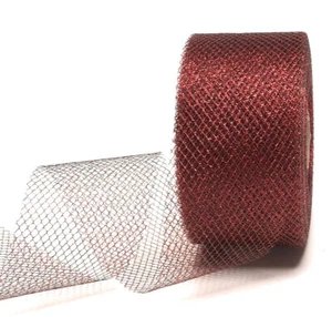0,40€/m) Tüllband 50m x 70mm Rot Tüll 4mm Gitterband Dekoband Netzband - Bild 1 von 3