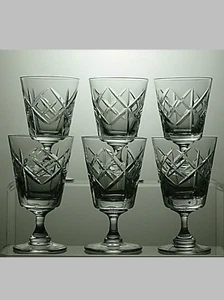 Tudor Crystal Walsingham Cut Set Of 6 Sherry Glasses 4 1/4" - 33B - Foto 1 di 4
