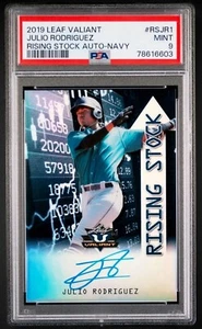2019 Leaf Valiant Rising Stock Julio Rodriguez Navy Auto /25 Mariners PSA 9 - Picture 1 of 2