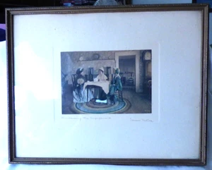 1912 Wallace Nutting ANNOUNCING THE ENGAGEMENT Framed Interior Hand Tinted Photo - Picture 1 of 7
