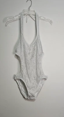 Monokini blanco ganchillo vintage VENUS talla 12, correa de sujetador ajustable hecho en EE. UU. Foto 1 de 4