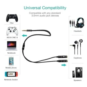Splitter adaptateur casque micro 3,5 mm - PC PS4 Xbox ONE Switch - Noir - Photo 1/5