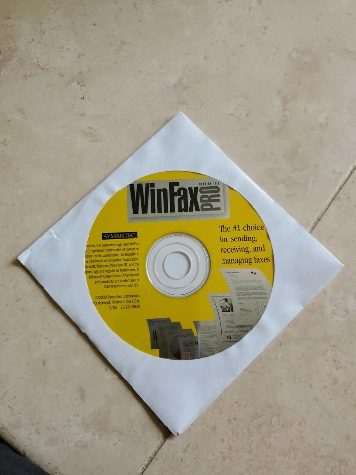 SYMANTEC WinFax Pro VERSION 10 Windows 2000 NT 98 95  - Image 1 of 1