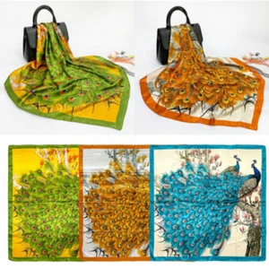 Quadratisches Tuch Mode Damen Satin Seide Blumenmuster Kopf Halstuch 90x90cm - Bild 1 von 12