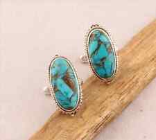 Natural Blue Turquoise Gemstone 925 Sterling Silver Cufflinks Jewelry For Men's